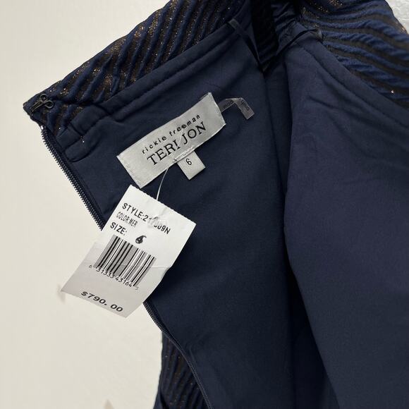 NWT Rickie Freeman Teri Jon Off-The-Shoulder Metallic Jacquard Gown Size 6 - Picture 9 of 11